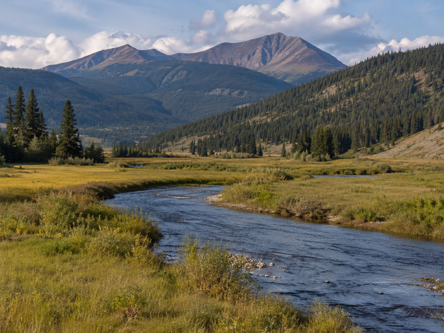 Mountain valley and river landscape